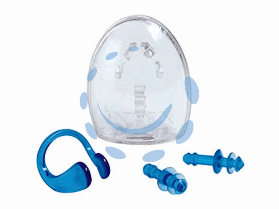 Set tappi naso e orecchie  +8 anni - peso kg.0,04 (55609) - tappi auricolari morbidi di polivinile, da tenere inserite nelle orecchie durante il nuoto in acqua, clip con arco in gomma t...