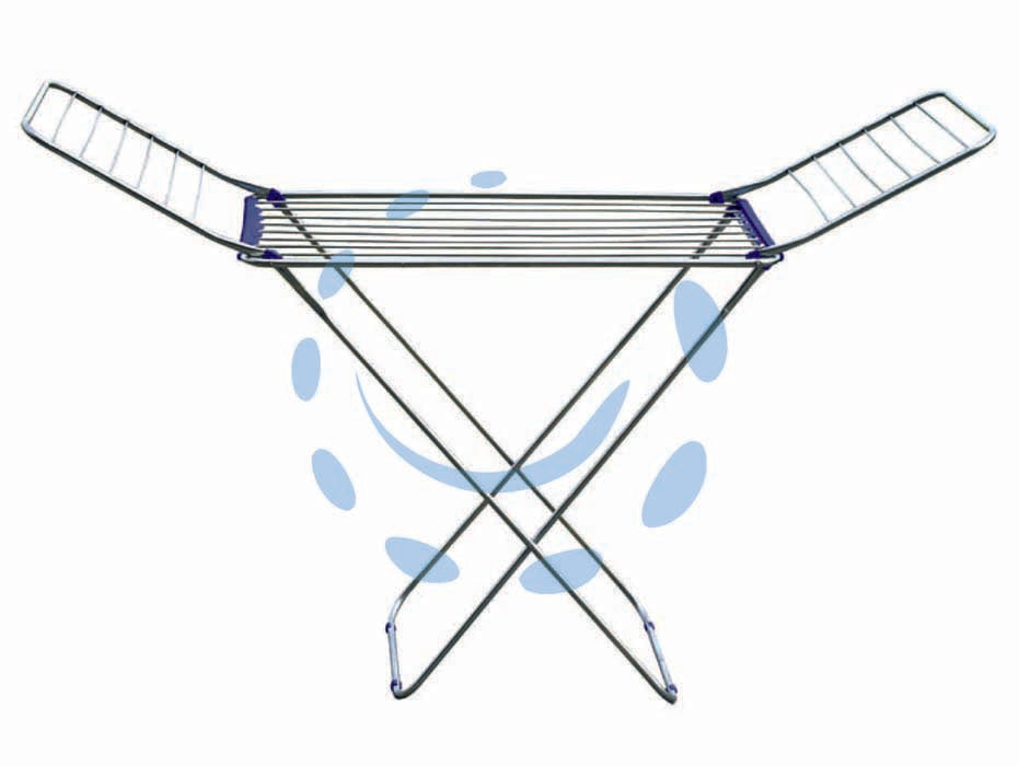 Stendibiancheria inox fohn - cm.185x55x120h. - gambe e telaio in acciaio inox ø mm.14 con aste ø mm.6, dispone di circa mt.20 lineari per stendere