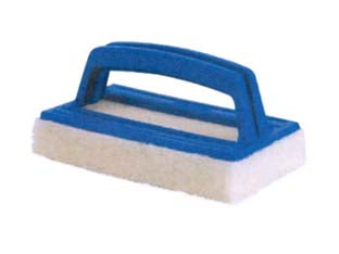 Spugna lavasciuga spazzola tampone per piscine - cm.14x9x7h. - supporto in plastica con impugnatura