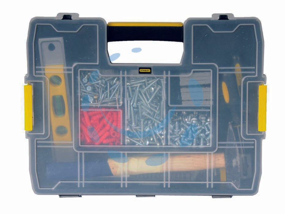 Cassetta portaminuteria organizer sort master junior vaschette - cm.37x29,2x6,7h. (1-97-483) - speciale struttura del coperchio trasparente con scanalature ad incastro dei divisori centrali, nessun rischio di mischiare i...