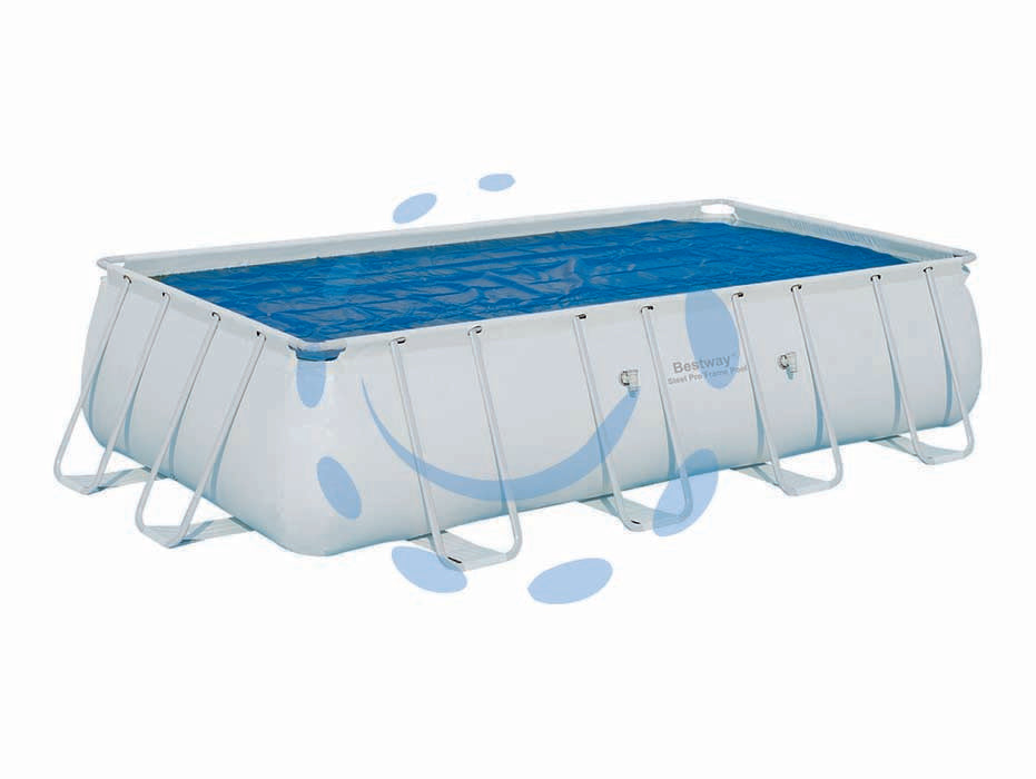 Telo termico copertura piscina rettangolare steel frame - per piscine cm.732x366 (art.58228) - trasferisce e diffonde il calore sviluppato dai raggi solari all'acqua sottostante, in materiale vinilico, borsa per il trasp...