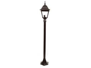 Lampioncino su palo modello new york - 100w IP44 cm.120h. colore nero - struttura in alluminio verniciato, a una luce con vetri trasparenti