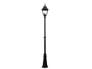 Lampione su palo modello new york - 100w IP44 cm.210h. colore nero - struttura in alluminio verniciato, a una luce con vetri trasparenti