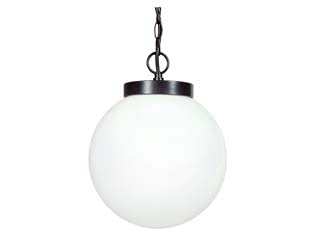 Lanterna con catena modello sfera - 100w IP44 mm.250x940h. colore nero - struttura in alluminio verniciato, sfera opalescente in plastica