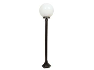 Lampioncino su palo modello sfera - 100w IP44 cm.120h. colore nero - struttura in alluminio verniciato, sfera opalescente in plastica