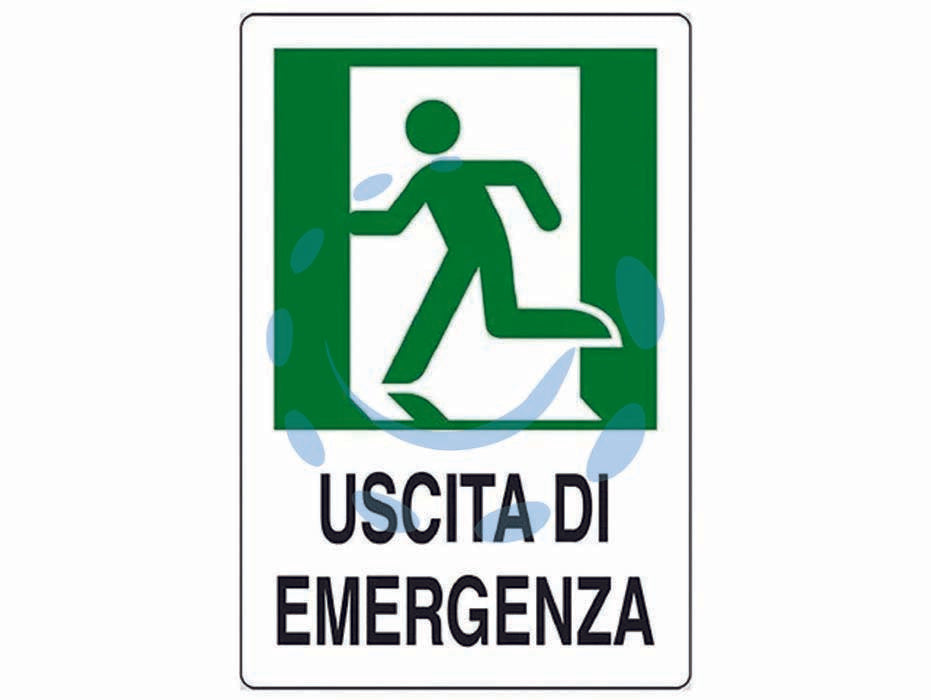 Cartello  uscita di emergenza a sinistra - cm.20x30h. - in polipropilene compatto