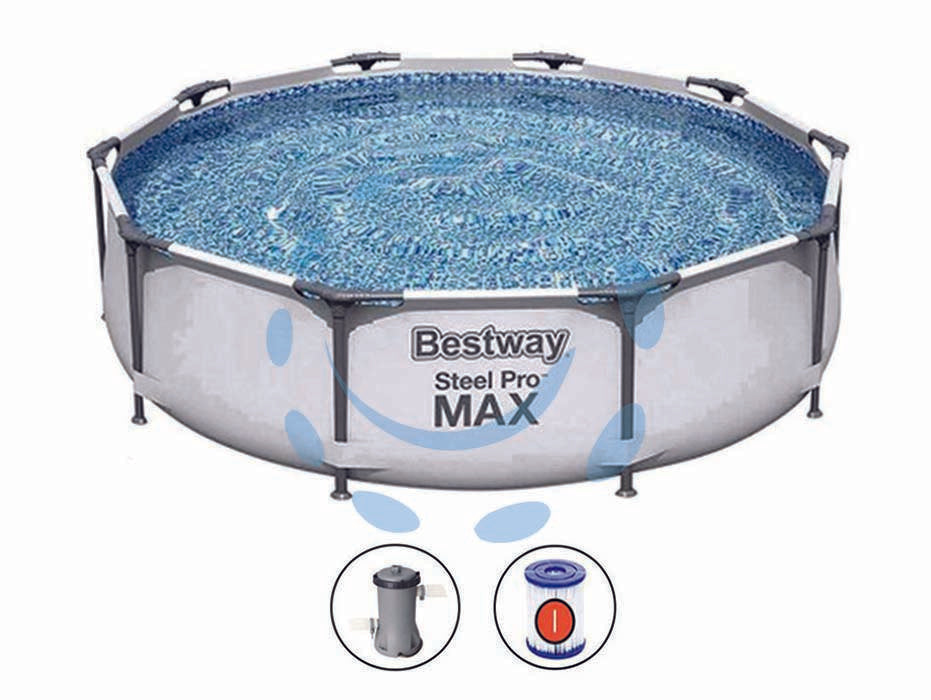 Piscina steel pro max tonda con telaio portante cm.305x76h. - kg.19,8 - lt.4.678 - filtro cartuccia(art.56408) - con pompa filtro 58381e cartuccia 58093