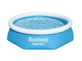 Piscina fast set autoportante tonda cm.244x61h. senza filtro - cm.244x61 - capacità lt.1880 - (art.57448) - il telo è realizzato in PVC poliestere triplo strato, senza pompa ma predisposta per pompa a cartuccia, valvola di scolo, sup...