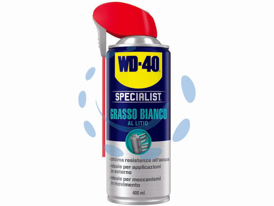 Wd-40 specialist spray grasso bianco al litio - ml.400 - con la sua formula spessa permette una lubrificazione a lunga durata, resta ben aderente al supporto e non cola, resistente a...