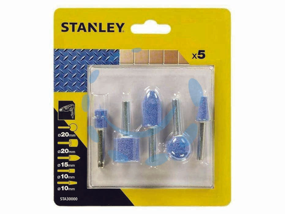 Set 5 mole smeriglio per trapano - codolo mm.6 (STA30000) - utilizzabili in numerose applicazioni di smerigliatura, sia generica che di precisione, su superfici metalliche, set composto...