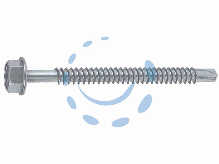 Vite tirafondi per metallo autoperforante in acciaio zincato bianco - ø mm.6,3x45 - interamente filettate finta rondella piana, in acciaio temprato UNI 8117 DIN 7504-K zincate bianche