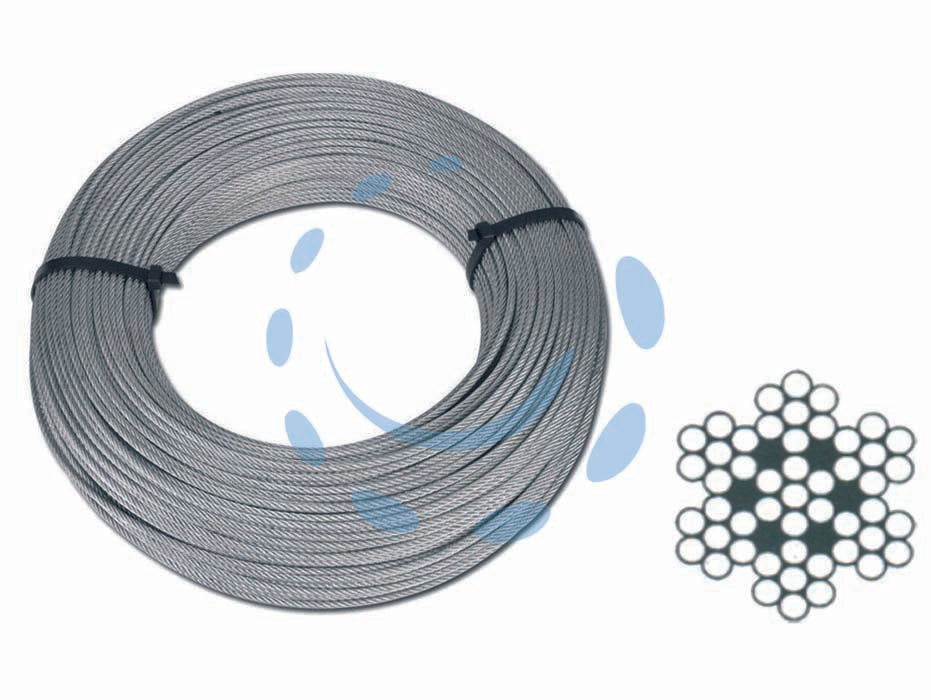 Fune metallica in acciaio inox in rotolini - ø mm.6 rotoli da mt.10 - fune di acciaio inox AISI 316 , 49 fili