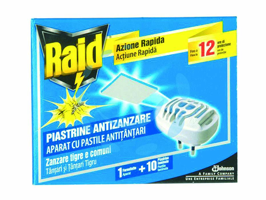 Raid antizanzare fornelletto + 10 piastrine - 1 diffusore + 10 piastrine - le piastrine Raid garantiscono una protezione sicura e costante per tutta la notte: una piastrina vi libera dalle zanzare per...