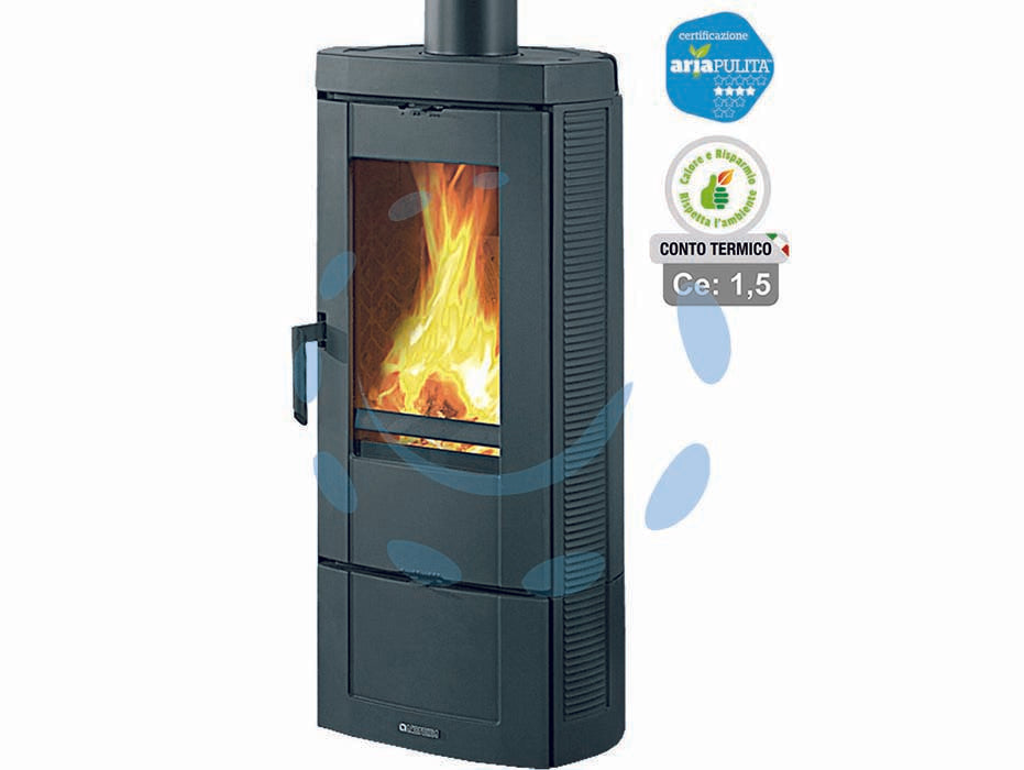 Stufa a legna candy 4.0 6,2 kw nero antracite (conto termico) - misure cm.40,4x39,7x89,0h. - peso Kg.85 - 7,2 kw potenza termica globale, 6,2 Kw potenza nominale utile per mc.177 riscaldabili, consumo kg/h.1,7, tubo uscita fumi, ø ...