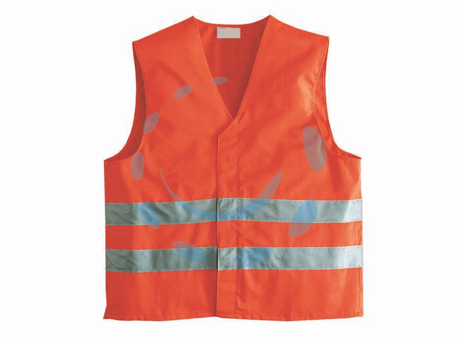 Gilet alta visibilita arancione - 100% poliestere con bande riflettenti