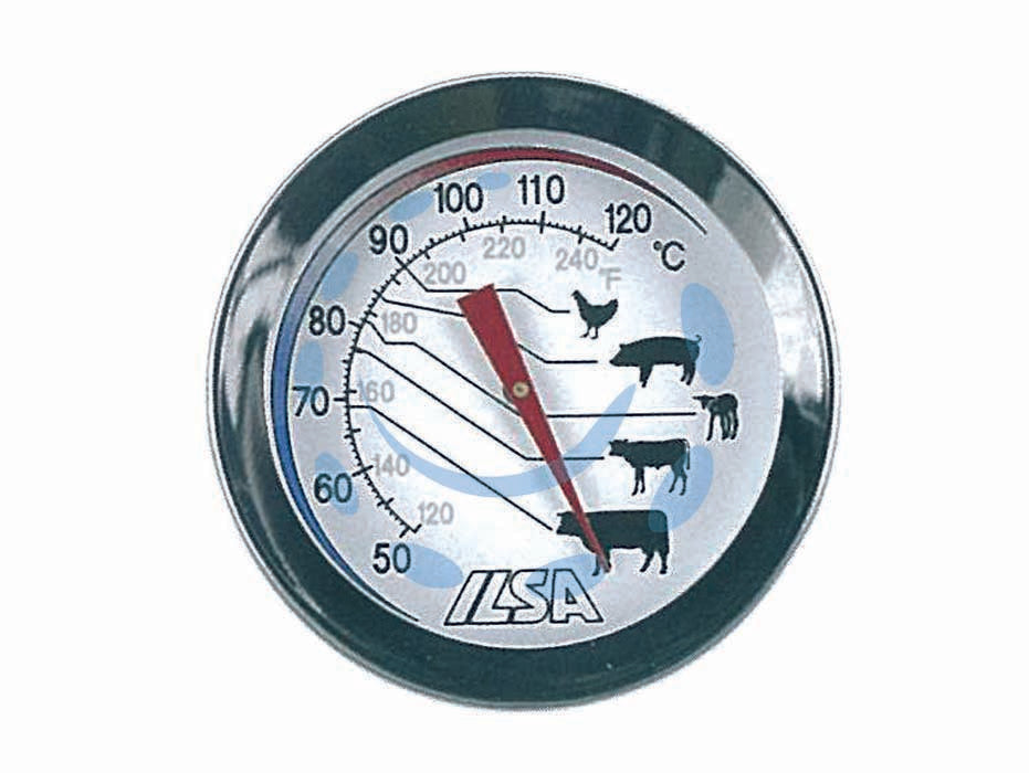 Termometro per carne - in acciaio inox 18/10 per misurare la temperatura della carne tramite una sonda di cm.10, cassa ø cm.5, range di misurazione ...