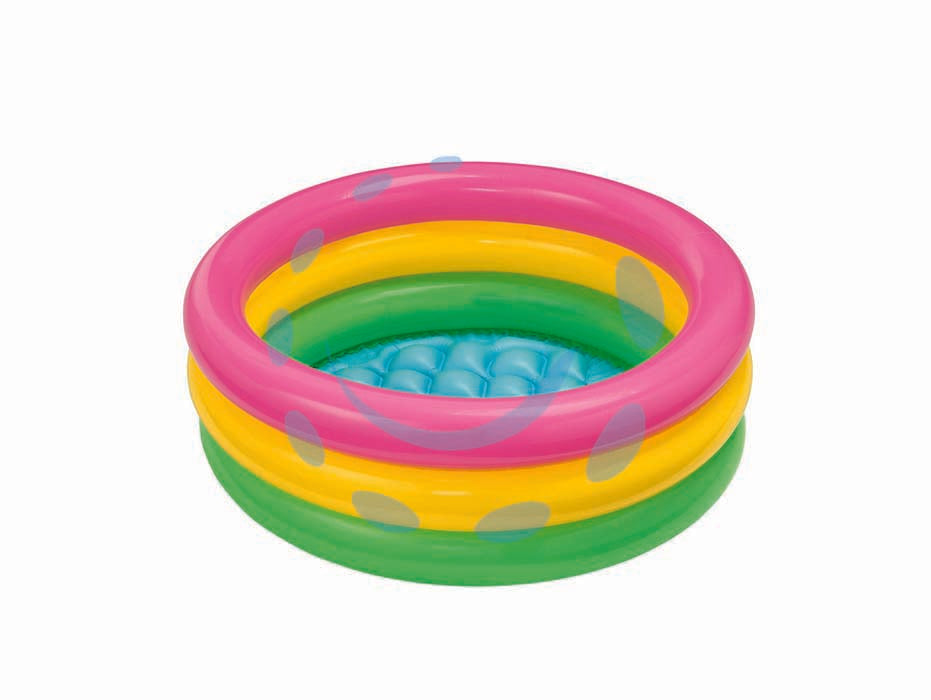 Piscina gonfiabile baby tonda 3 anelli  1-3 anni - cm.61x22h. - capienza lt.28 - peso kg.0,5(57107) - in vinile spessore anelli mm.0,20 fondo mm.0,18,  comoda e maneggevole, facilmente lavabile, con 3 anelli gonfiabili verde, g...