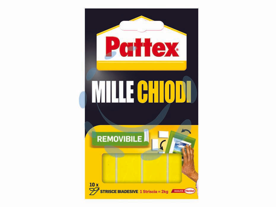 Pattex millechiodi biadesivo removibile - 10 strisce mm.40x20 - biadesivo in tassello forte e potente adatto a tutti i materiali e a tutte le superfici, resiste a intemperie e variazioni di...