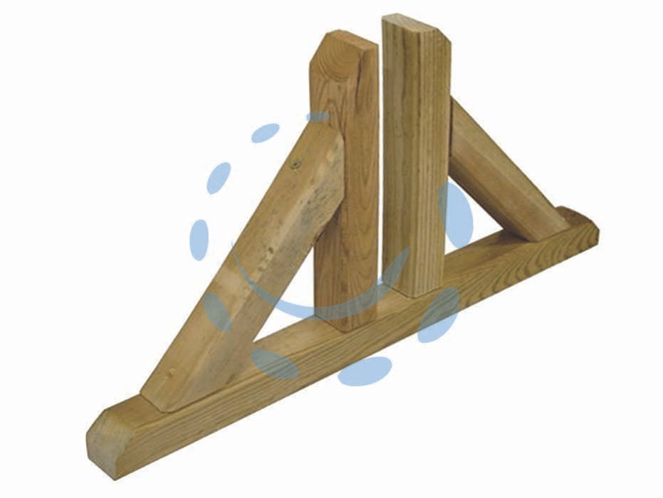 Base piede doppio per tralicci in pino impregnato - cm..60x4,5x30h. - per pannelli legno, in kit