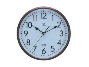 Orologio muro coffee 25 cm. - Cornice plastica marrone, Sfondo bianco, 1 batteria AA non inclusa