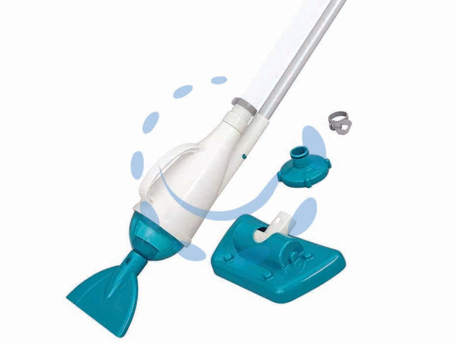 Kit pulizia per piscine flowclear - (art.58212) - composto da: 1 asta di alluminio a 4 sezioni lunghezza cm. 190, 1 sacchetto removibile portadetriti e foglie, 1 testa aspirat...