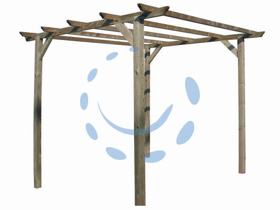 Pergola libera in pino impregnato - cm.300X300X240h., base palo cm.9x9 - Nessuna Descrizione per questo prodotto