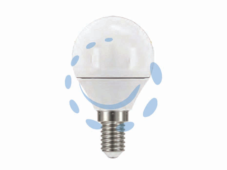 Lampada led sfera opale e14 - 3.3w - 2700°K calda - 250 lm - 240° - 45x78h - 220-240V lampada led, durata media 15.000 ore, testata per 40.000 accensioni, accensione istantanea e automatica, senza mercu...