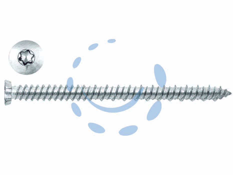 Vite per calcestruzzo testa svasata piana torx zincata bianca - ø mm.7,5x122 - interamente filettata vite per calcestruzzo, in acciaio zincata bianca, testa svasata piana, impronta Torx T30