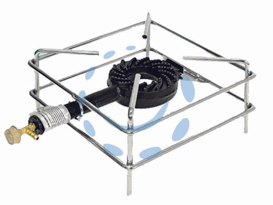 Fornellone gas - cm.30x30 - portata termica 5,5Kw - uso gas GPL con telaio in acciaio cromato mm.10, bruciatore in ghisa provvisto di rubinetto di regolazione