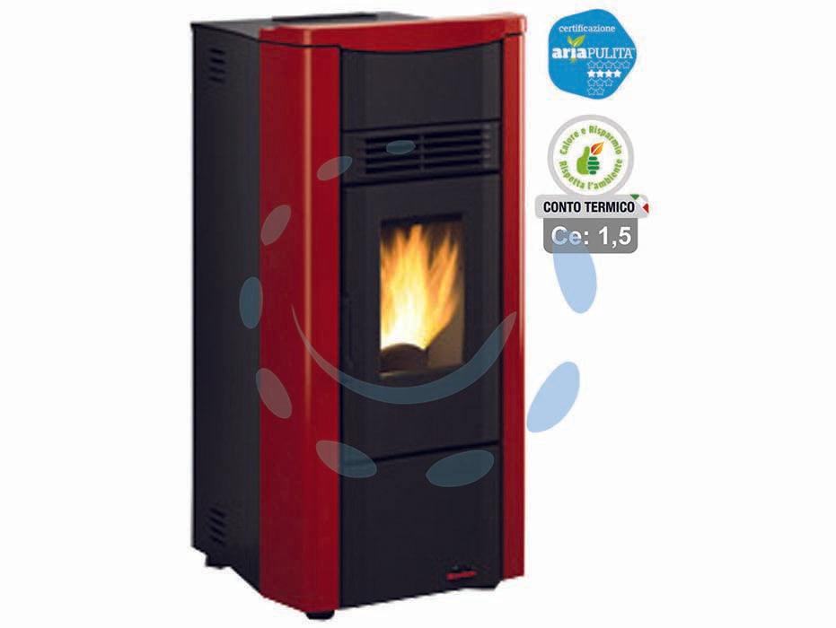 Stufa a pellet giusy 5.0 7 kw bordeaux (conto termico) - misure cm.49,8x49x102,20h. - peso Kg.92 - 3,3/7,6 Kw potenza termica globale, 3,0/7,0 Kw potenza nominale utile per mc.201 riscaldabili, rendimento 89,9%-92,0%, consum...