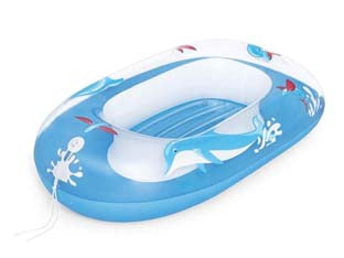 Canotto gonfiabile kiddie raft  3-6 anni - cm.102x69 - peso Kg. 0,350 (art.34037) - realizzato in vinile, fondo del canotto gonfiabile per una maggiore comodità, finestra trasparente sul fondo