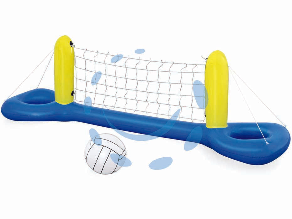 Set galleggiante gonfiabile volley +3 anni - cm.252x64 - peso gr.1000 (art.52133) - realizzato in vinile, spessore plastica da mm.0,24, rete in nylon, completo di pallone da volley diam. 41cm.