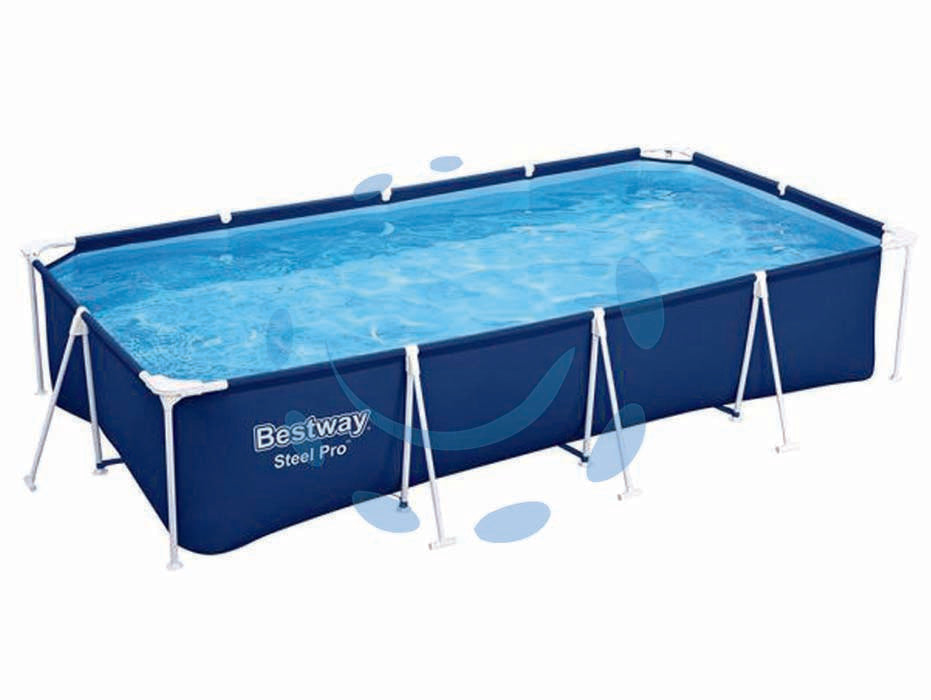 Piscina steel pro rettangolare telaio portante cm.400x211x81h.s/filtro - kg.32,2 - lt.5.700 (art.56405) - il telo è realizzato in PVC poliestere triplo strato, la struttura portante è composta da strutture in acciaio zincato e vern...