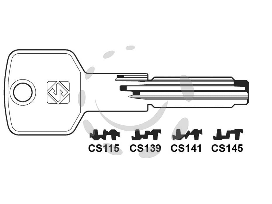 Chiavi punzonate per cilindri cisa 6+7 spine - CS115 - in ottone nichelato, profilo dorsato, per cilindri di sicurezza