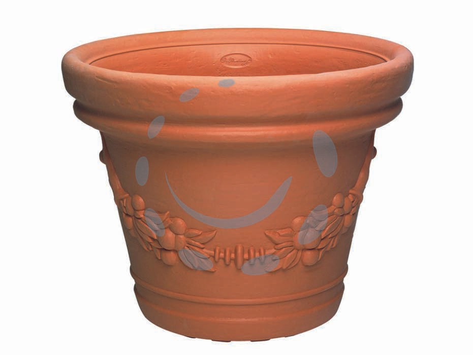 Vaso elios tondo festonato - 50, ø cm.51x39.5 h. - in plastica, color terracotta