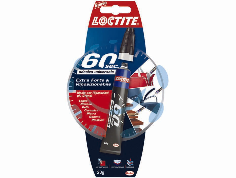 Loctite 60 secondi gr.20 - adesivo universale monocomponente rapido e versatile che incolla un’ampia gamma di materiali come la maggior parte delle plas...