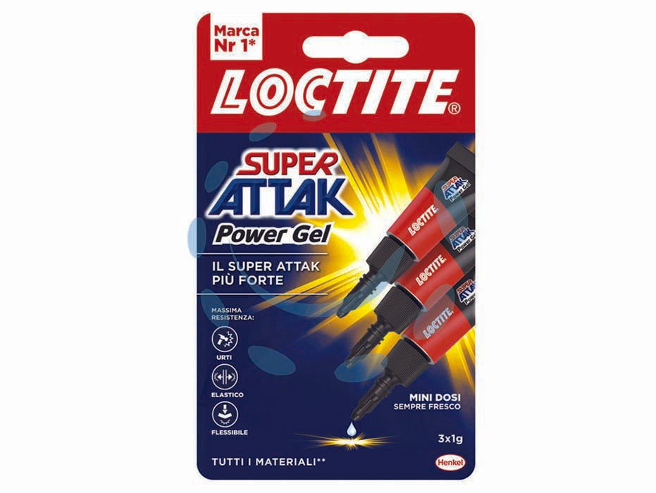 Super attak power gel mino dosi 3 x gr.1 - adesivo universale istantaneo POWER GEL, la nuova formula rinforzata con gomma garantisce agli incollaggi più flessibilità, p...