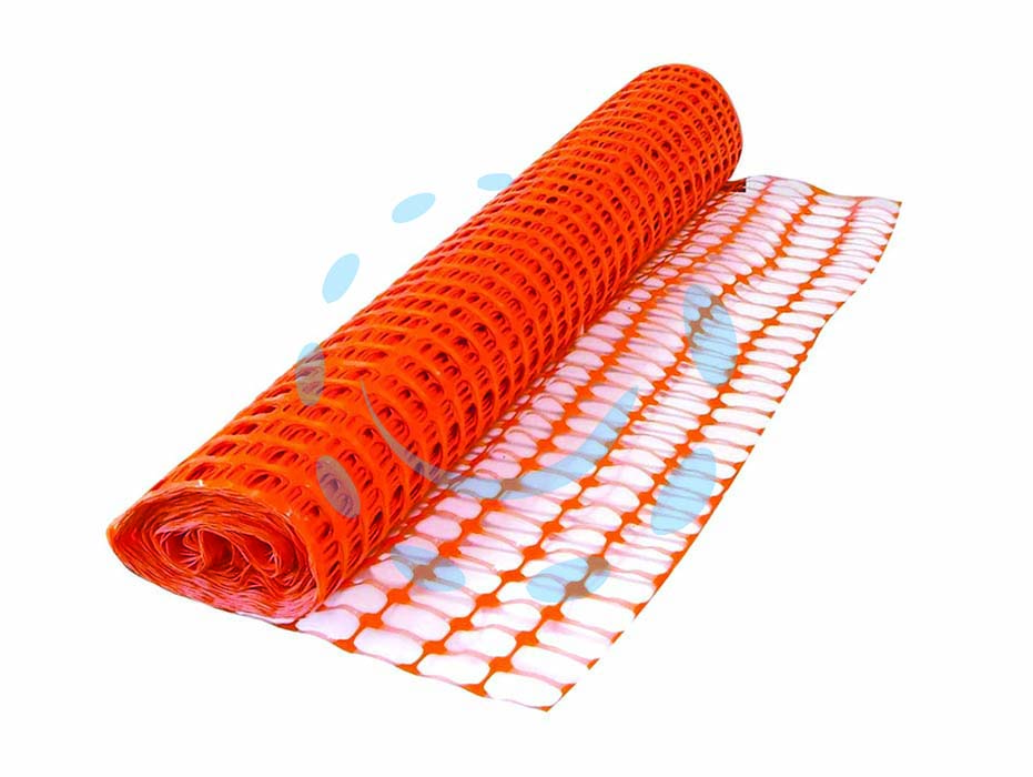 Rete in plastica per cantieri - m.50x1.2h. fori rettangolari mm.100x40 - 120g/mq - plastica HDPE, colore arancio