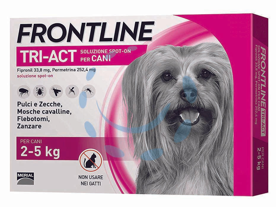 Frontline tri-act spot-on per cani xs - in confezione da 3 pipette - per cani da kg.2 a kg.5, è una soluzione spot-on insetticida e acaricida specifica per il cane, grazie a due principi attivi,...