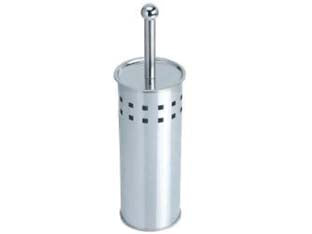 Portascopino wc vento in acciaio inox - ø mm.102x375h. - parte superiore chiusa, corpo acciaio inox 410 mm.0,26, finitura lucida, base metallo