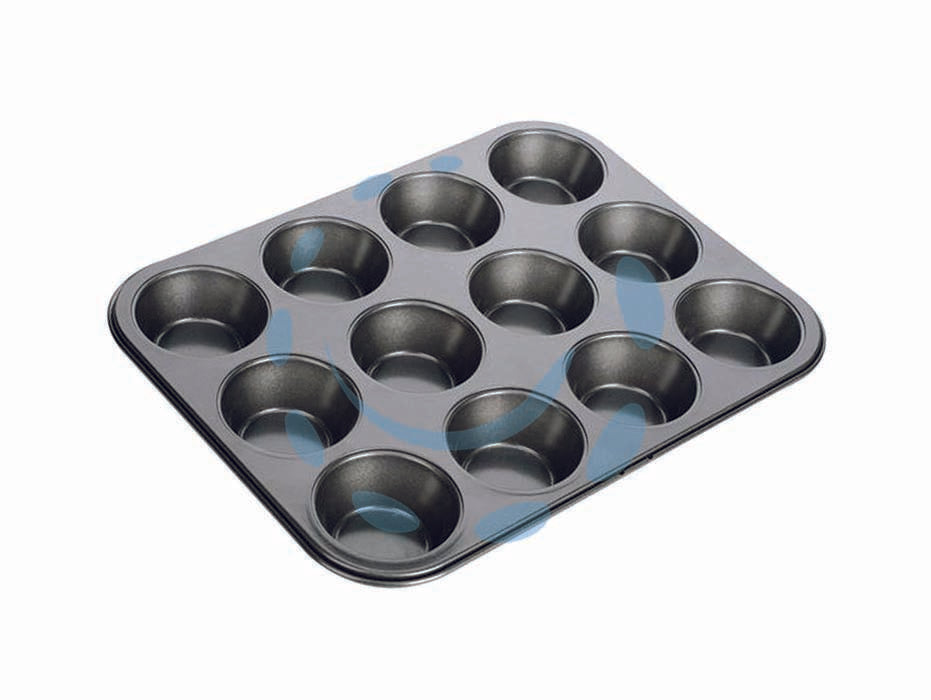 Stampo per 12 muffin delicia - cm.26x34 - teglia con rivestimento antiaderente, resistente alle alte temperature del forno, è consigliato imburrare/oliare e infarinare...