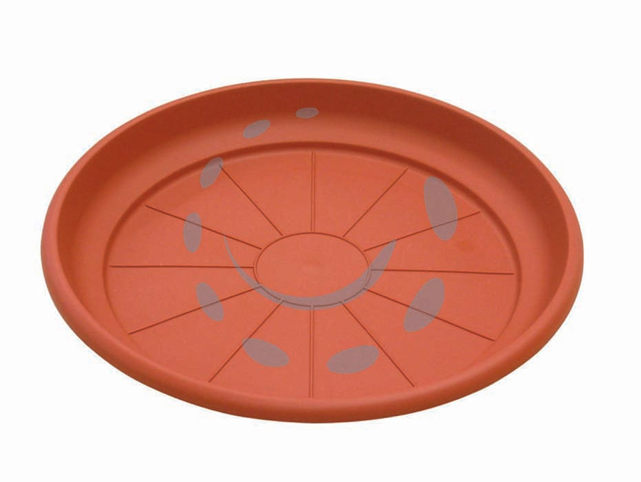 Sottovaso tondo erica - ø cm.33x4.5h. - in plastica, colore terracotta