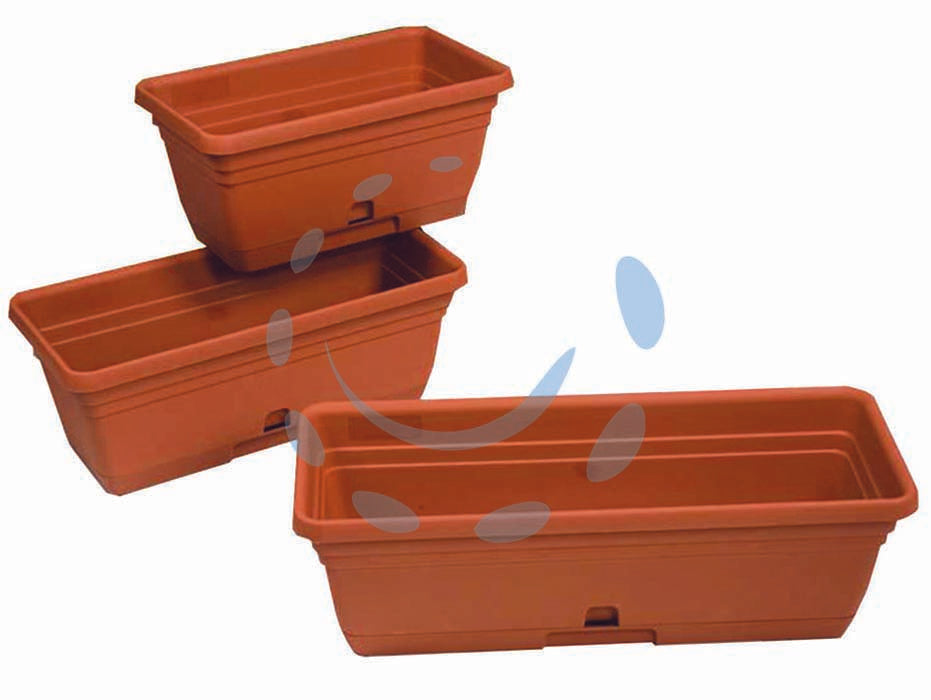 Balconetta maximelissa con riserva acqua - cm.65x25x21h. - in plastica, colore terracotta