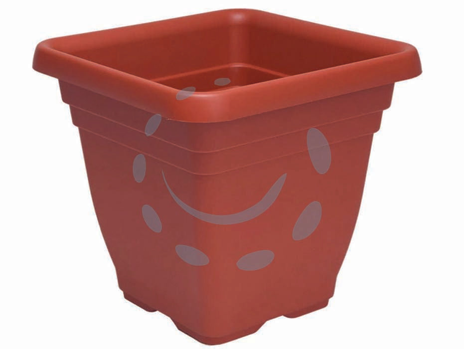 Vaso quadro laurus - cm.30x30x28h. - in plastica, colore terracotta