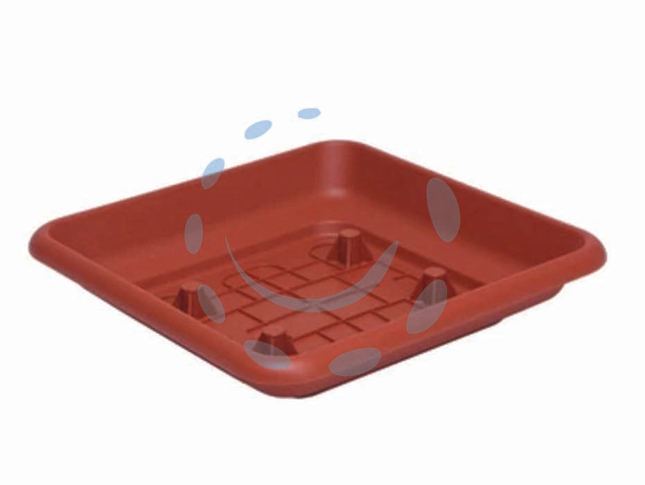 Sottovaso quadro laurus - per 35 - in plastica, colore terracotta