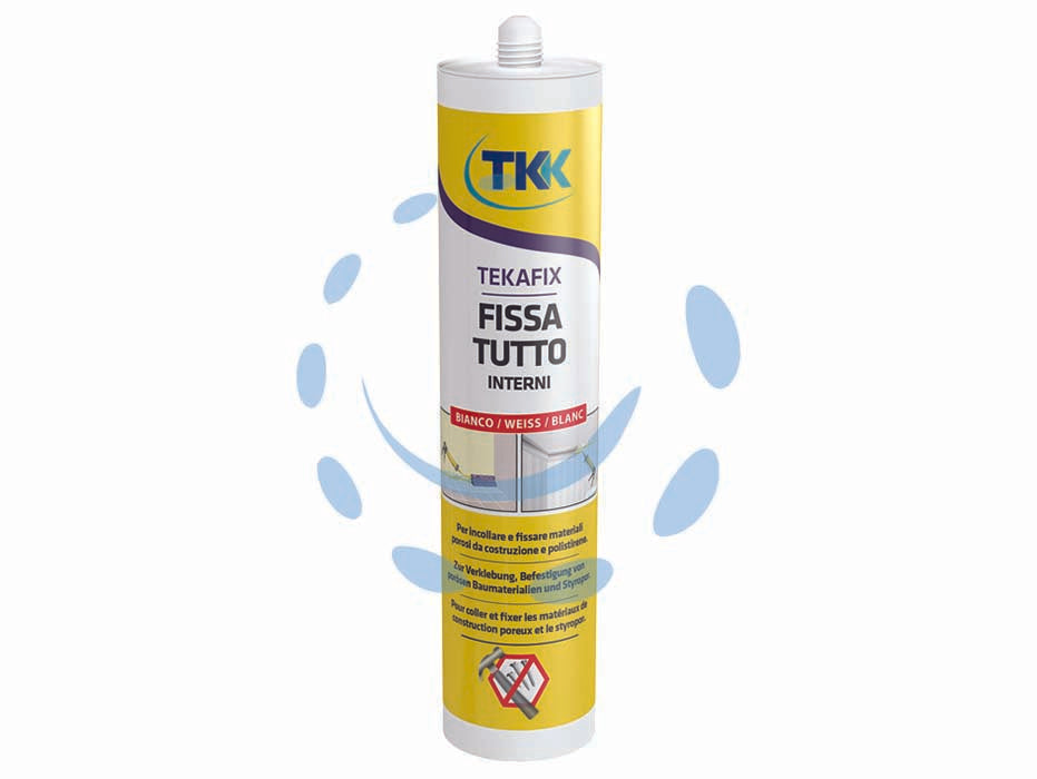 Adesivo di montaggio fissa tutto per interni tekafix bt - ml.300 bianco - adesivo di montaggio a base acqua, senza solventi  in cartuccia, incolla con efficacia, legno, calcestruzzo, ceramica, pietra...