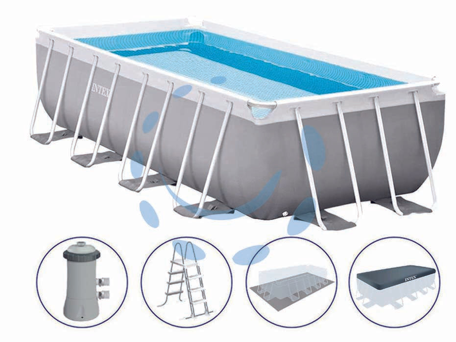 Piscina prism frame rettang.c/tel.portante c/pompa cm.488x244x107h. - capacità lt.10874 - peso kg.86,7 (26792) - colore grigio chiaro, rivestimento in PVC a 3 strati per una maggiore resistenza, facile montaggio grazie al sistema easy loc...