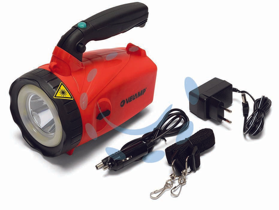 Torcia portatile ricaricabile led - 5W - torcia in PP con maniglia snodabile, ricaricabile e impermeabile, dotata di doppio fascio con una torcia centrale focalizzata...