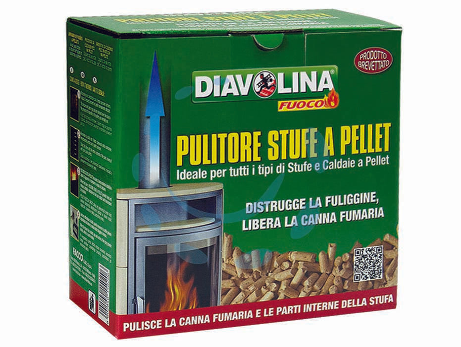 Diavolina pellet spazzacamino - kg.1,5 - pulitore specifico per l’impianto di scarico di stufe e caldaie a pellet, agendo dall’interno, utilizzato come un normale pel...