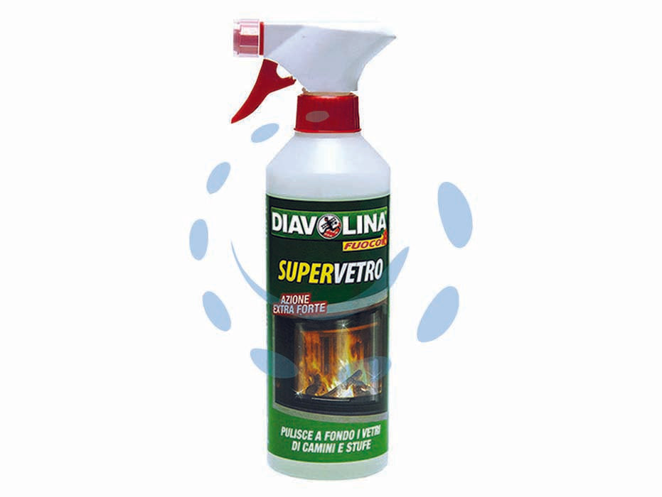 Diavolina supervetro spray - ml.500 - detergente specifico per i vetri di camini e stufe, pulisce a fondo i residui di fuliggine nera che si deposita sulle superfi...